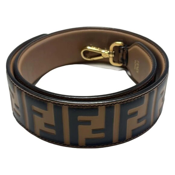 FENDI Strap You - Light Brown Black Gold Leather Hardware 17 479-030625 - Picture 2 of 4